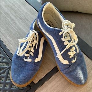 Vans Old Skool Lowpro Women Size 7.5 Blue Gum Suede Leather Skate Shoes